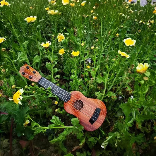 Mini Wooden Finish Plastic Guitar Music Instrument with 4 strings Clear sound - DOTSEL E COMMERCE