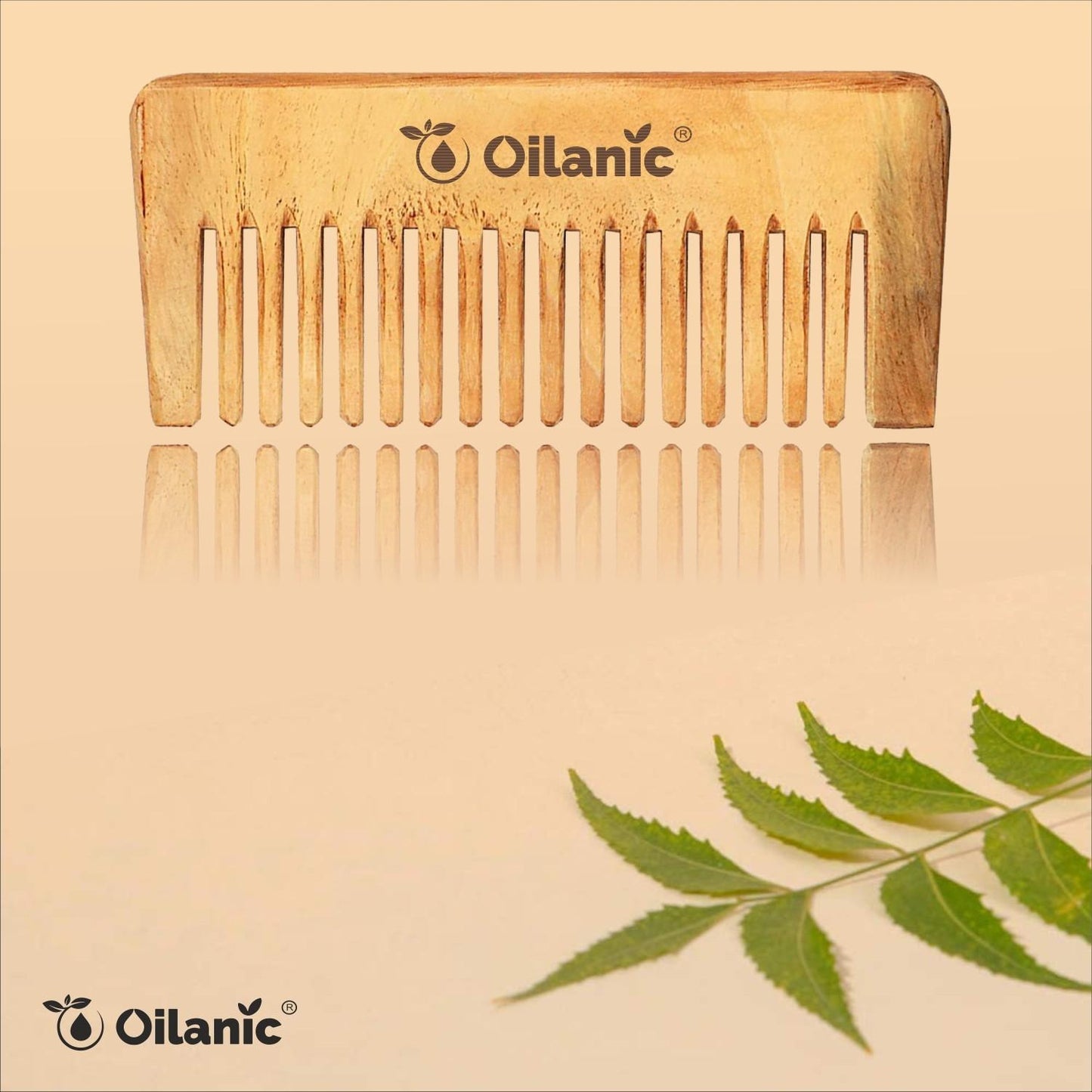 Oilanic Neem Wooden Comb (7.5 inches) - Anti-Dandruff & Hair Growth, Set of 4