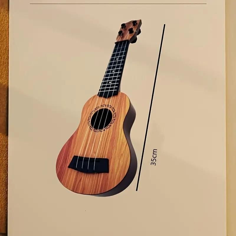 Mini Wooden Finish Plastic Guitar Music Instrument with 4 strings Clear sound - DOTSEL E COMMERCE