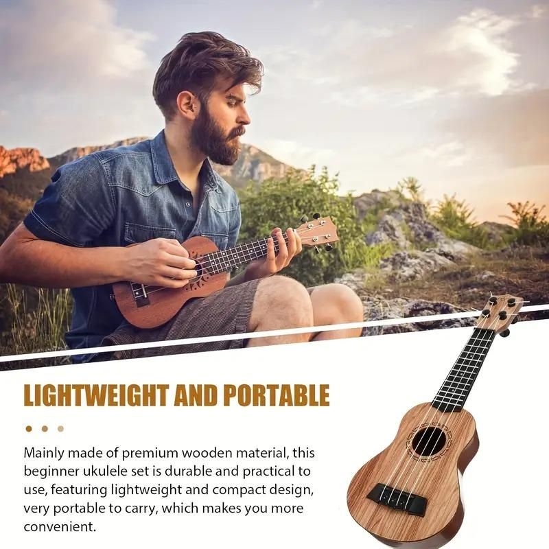 Mini Wooden Finish Plastic Guitar Music Instrument with 4 strings Clear sound - DOTSEL E COMMERCE